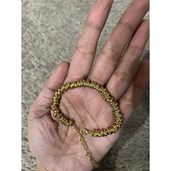 Gold statement bracelet chunky link chain cuff large bold vintage style metal - Picture 3 of 7